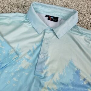 Yatta‎ Golf Mens Medium Blue Forest Performance Stretch Polo Short Sleeve